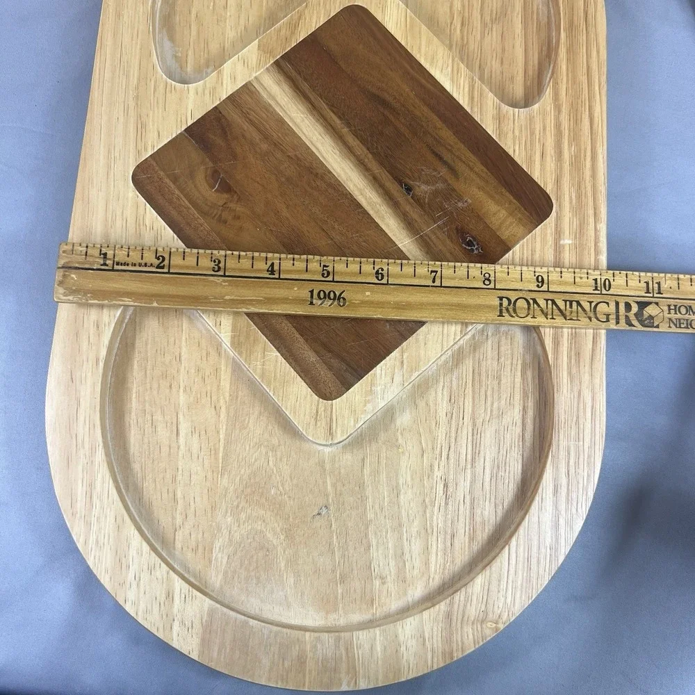 Wood Charcuterie Serving Board with 2 Wooden Cooking Utensils Kitchen Set